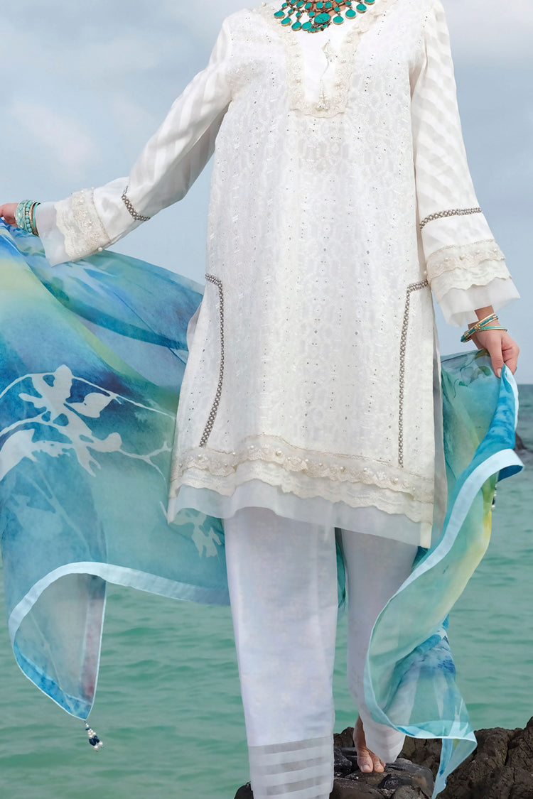 White Schiffli Lawn 3 Piece Stitched - ALP-708