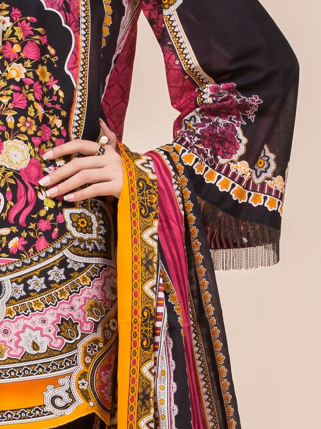 Black Lawn 3 Piece Stitched - ALP-3PS-778