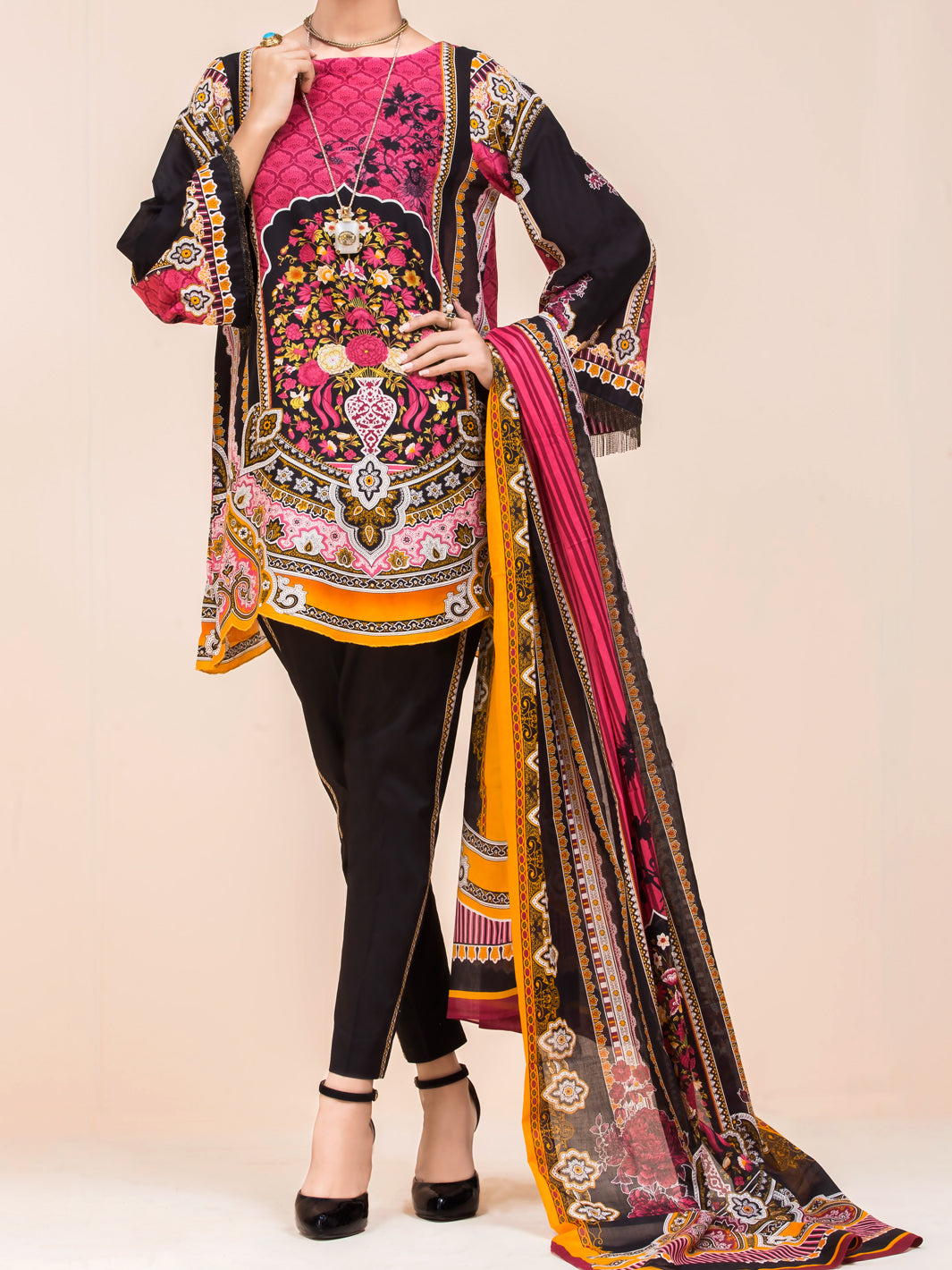 Black Lawn 3Pc Unstitched - ALP-3PS-778
