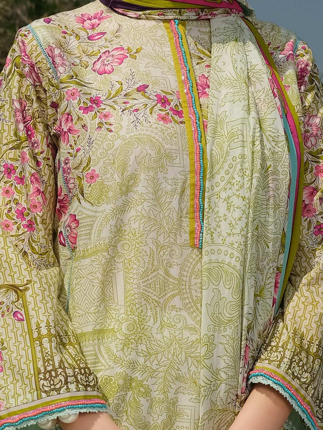 Olive Lawn 3 Piece Stitched - ALP-3PS-784