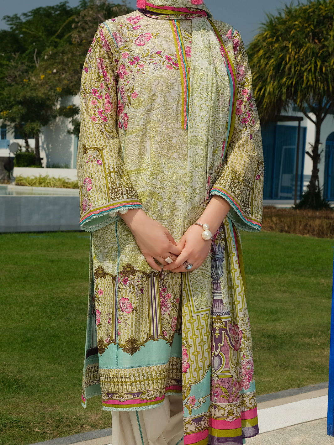 Olive Lawn 3 Piece Stitched - ALP-3PS-784