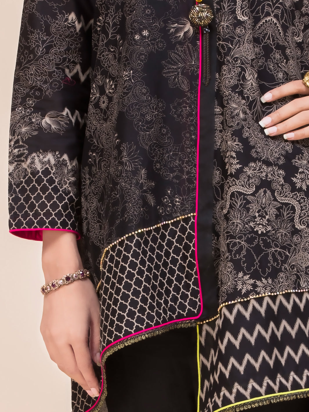 Black Lawn 3 Piece Stitched - ALP-3PS-794
