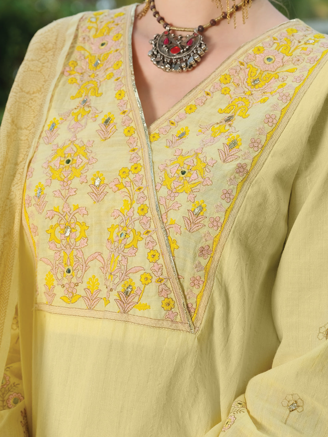 Lime Yellow Lawn 3 Piece Stitched - ALP-3PS-817