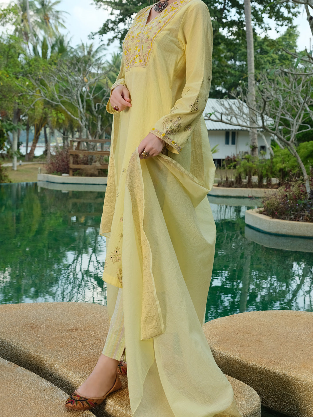 Lime Yellow Lawn 3 Piece Stitched - ALP-3PS-817