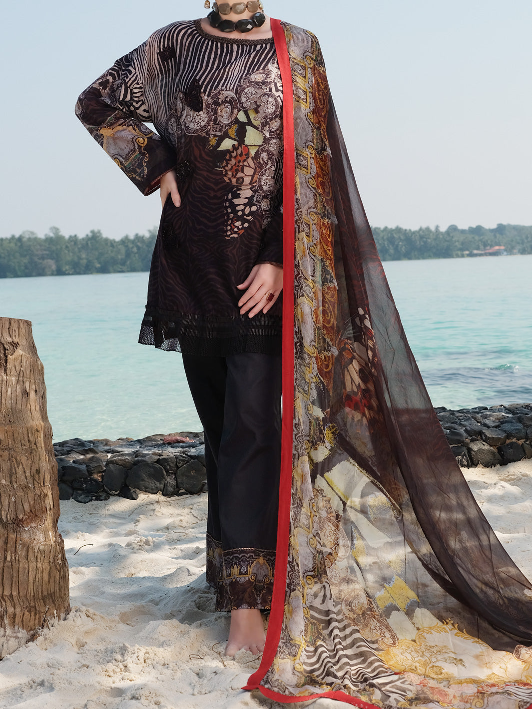 Black Lawn 3 Piece Unstitched - ALP-3PS-821