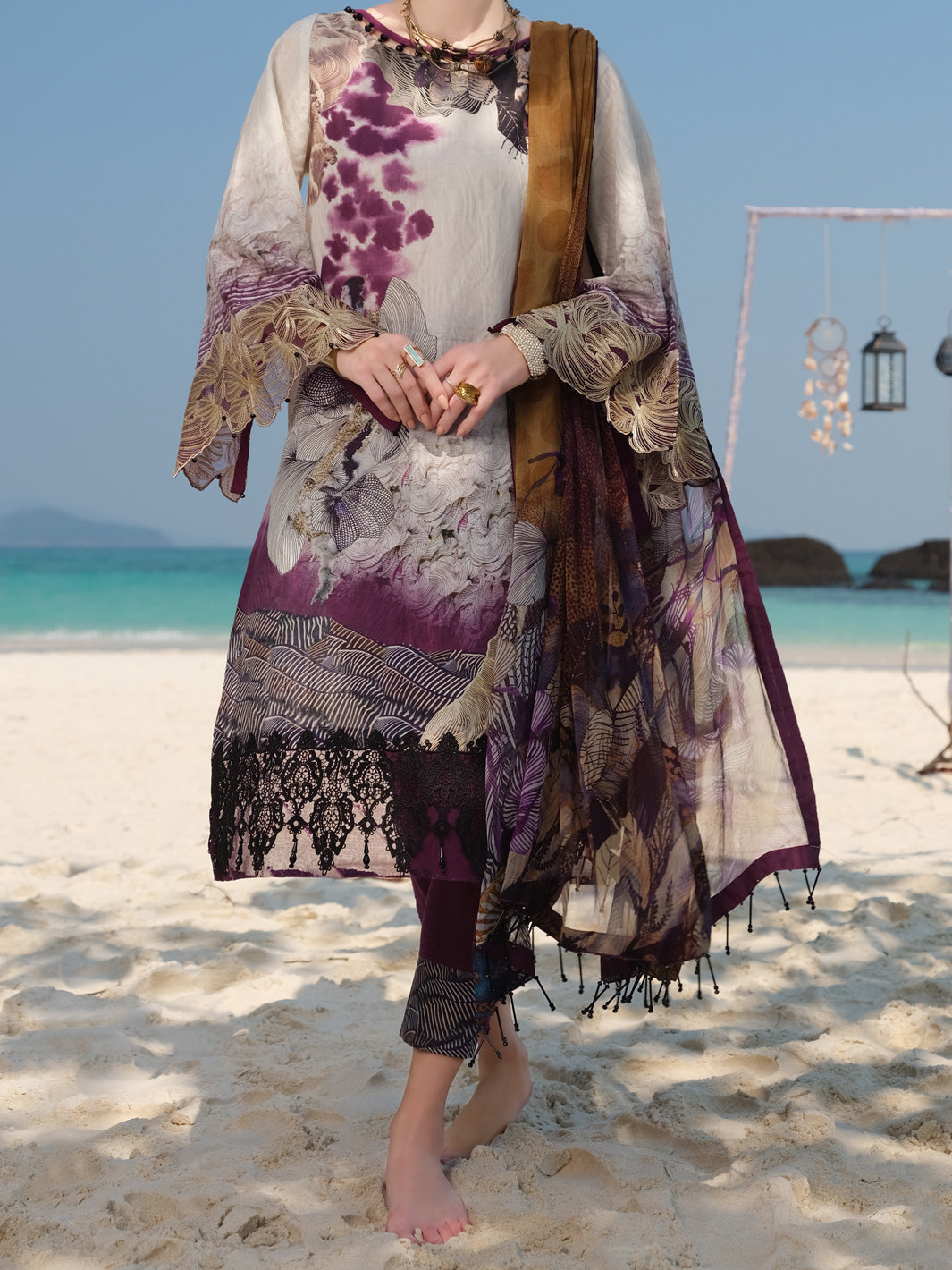 Purple Jacquard 3Pc Stitched - ALP-3PS-824