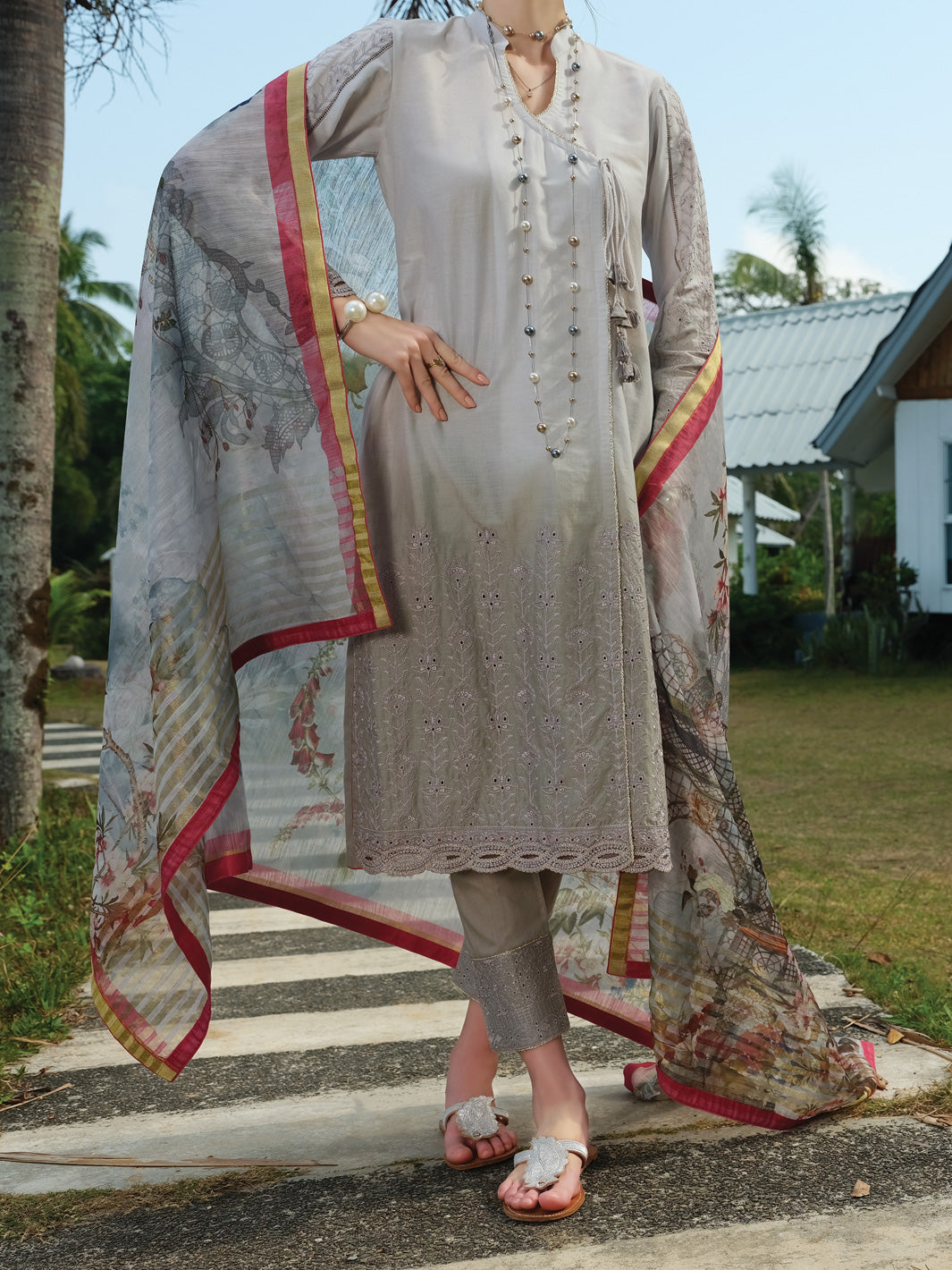 Grey 3Pc Unstitched - ALP-3PS-831