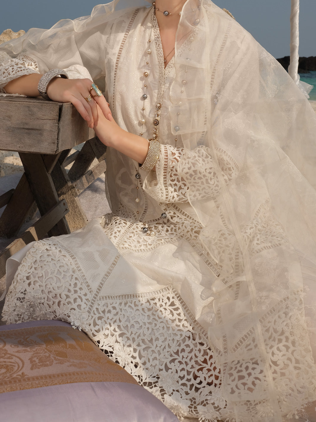 White Organza 3 Piece Stitched - ALP-3PS-835