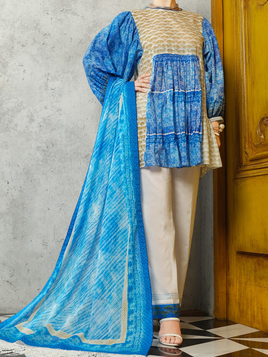 Blue 3Pc Unstitched - ALP-3PS-849