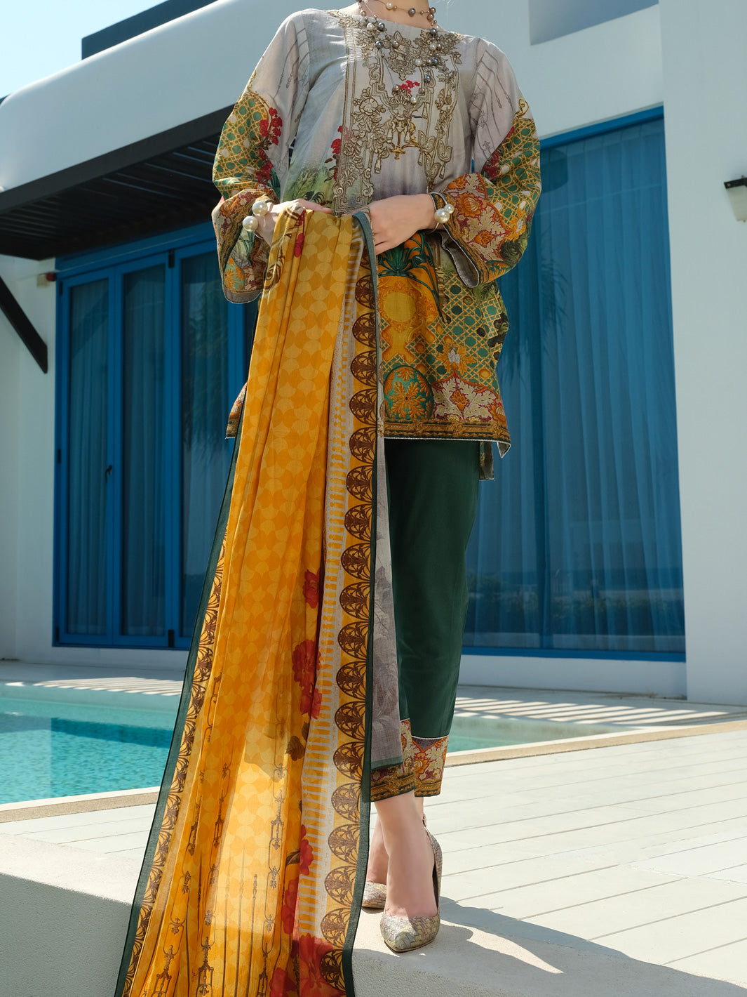 Aqua Lawn 3Pc Stitched - ALP-3PS-867