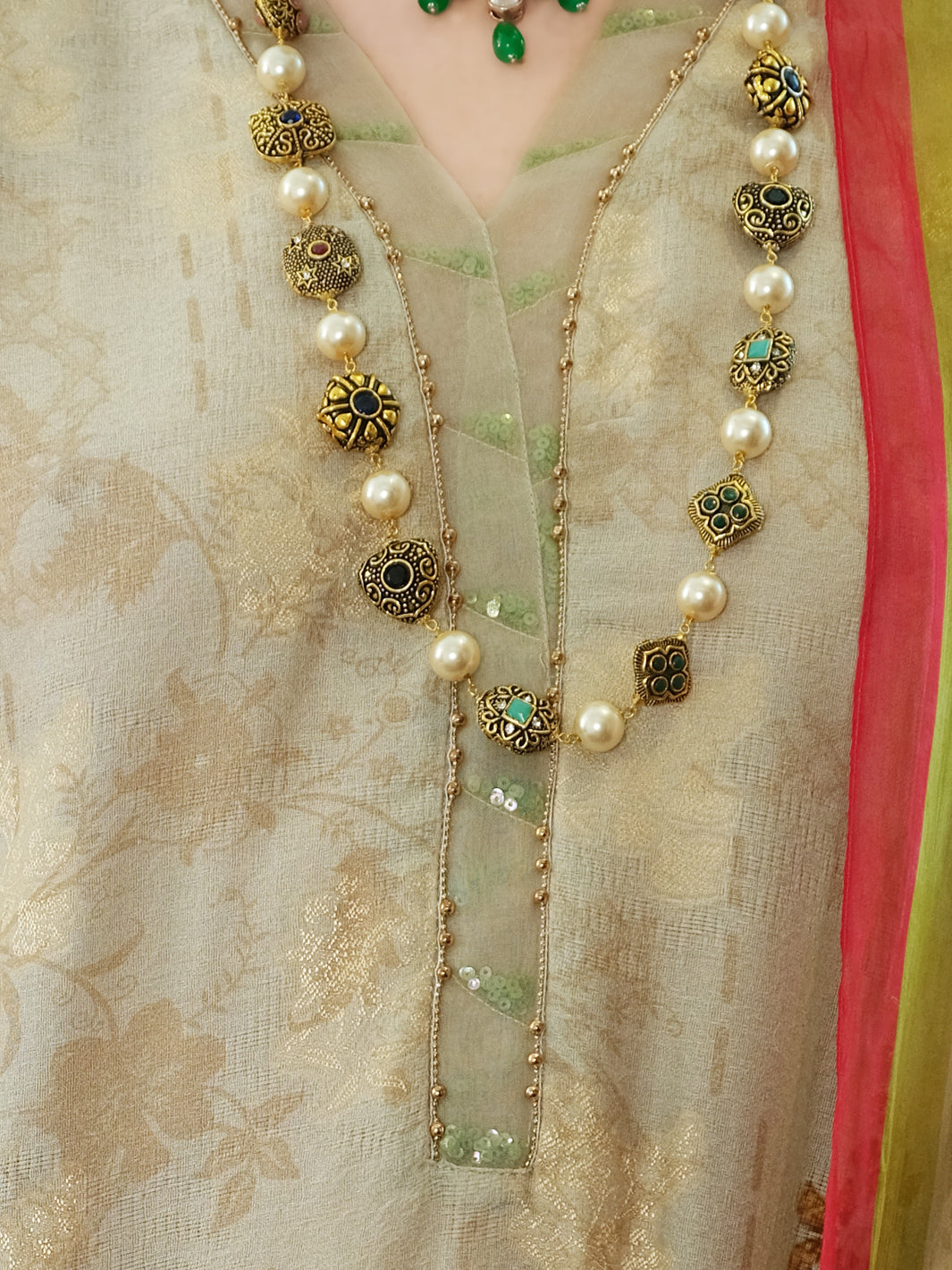 Beige Jacquard 3 Piece Stitched - ALP-3PS-896