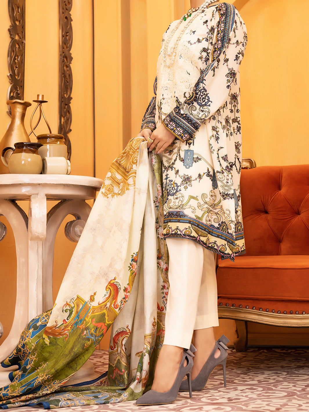 Ivory Lawn 3 Piece Unstitched - ALP-932
