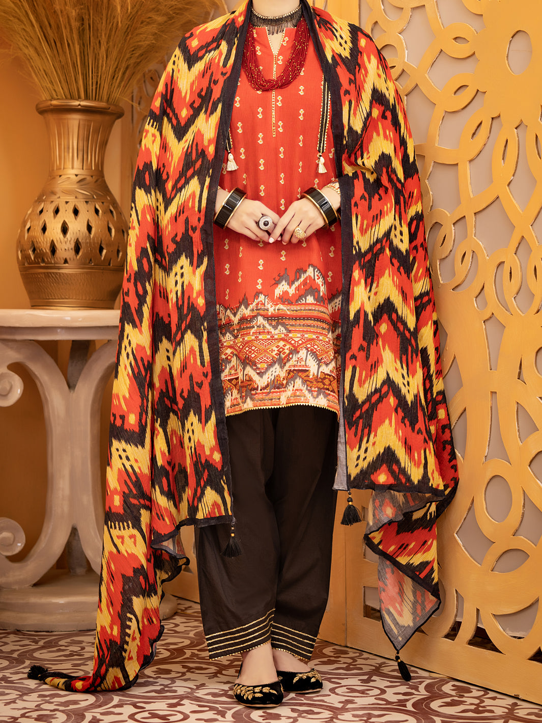 Red Lawn 3Pc Unstitched - ALP-936