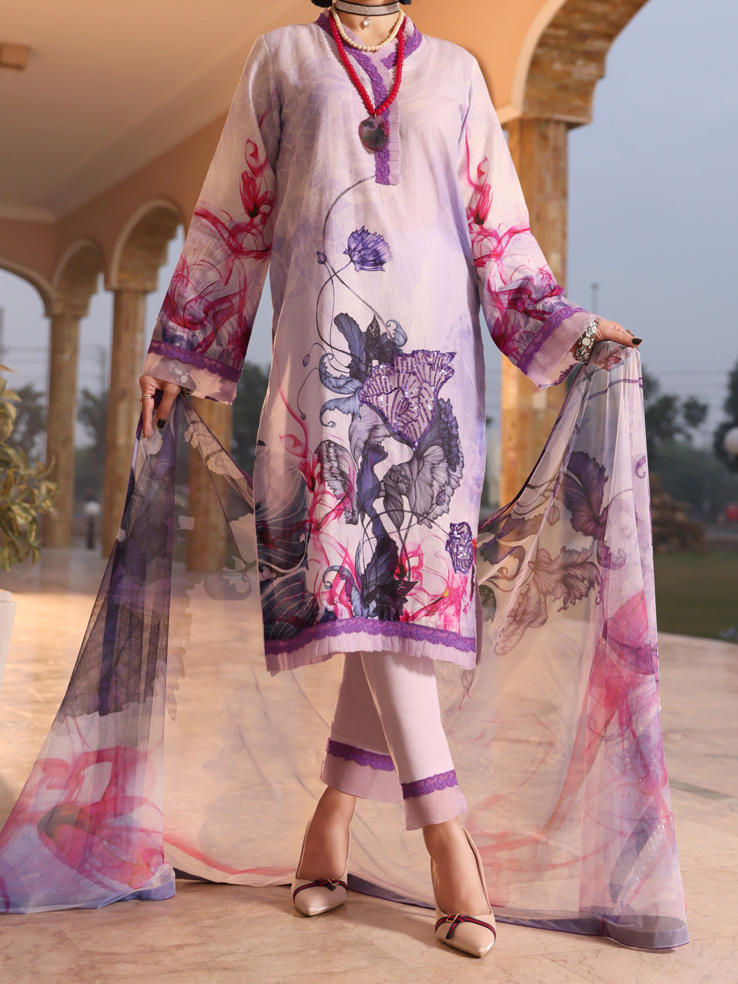 Plum Lawn 3Pc Unstitched - ALP-3PS-939