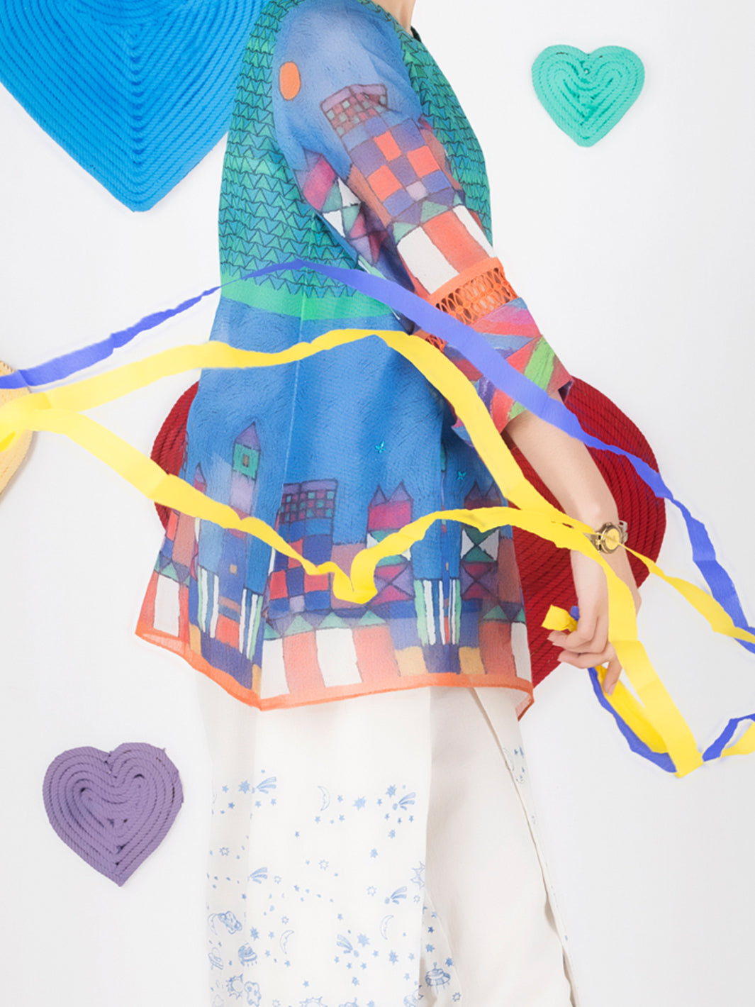 Blue Cotton Net Tunic - ALP-GRK-1007