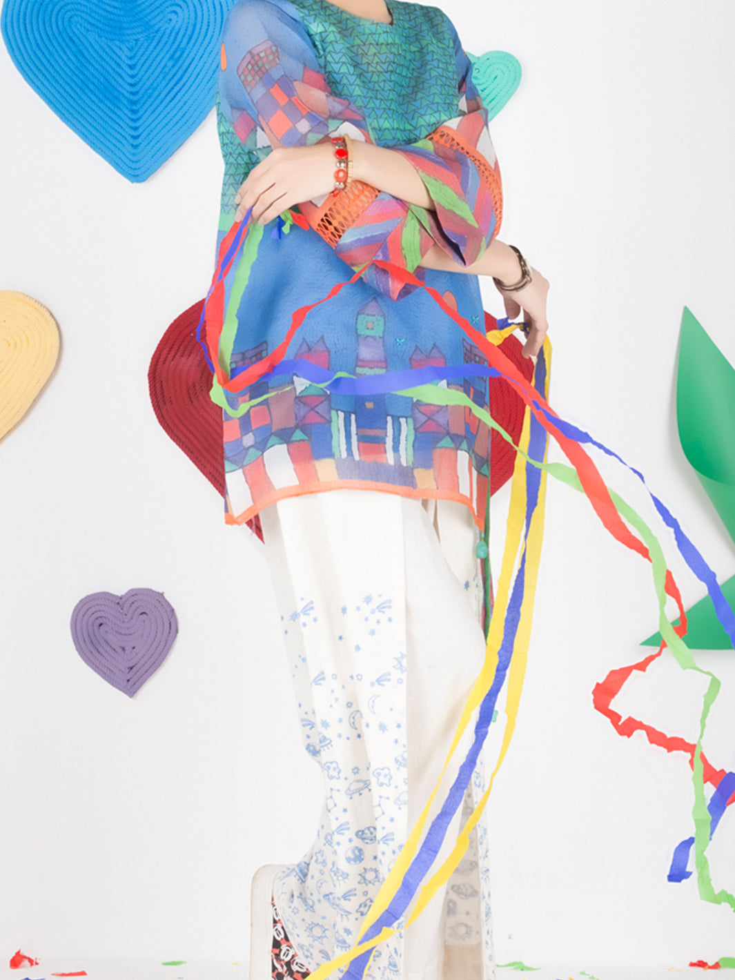 Blue Cotton Net Tunic - ALP-GRK-1007