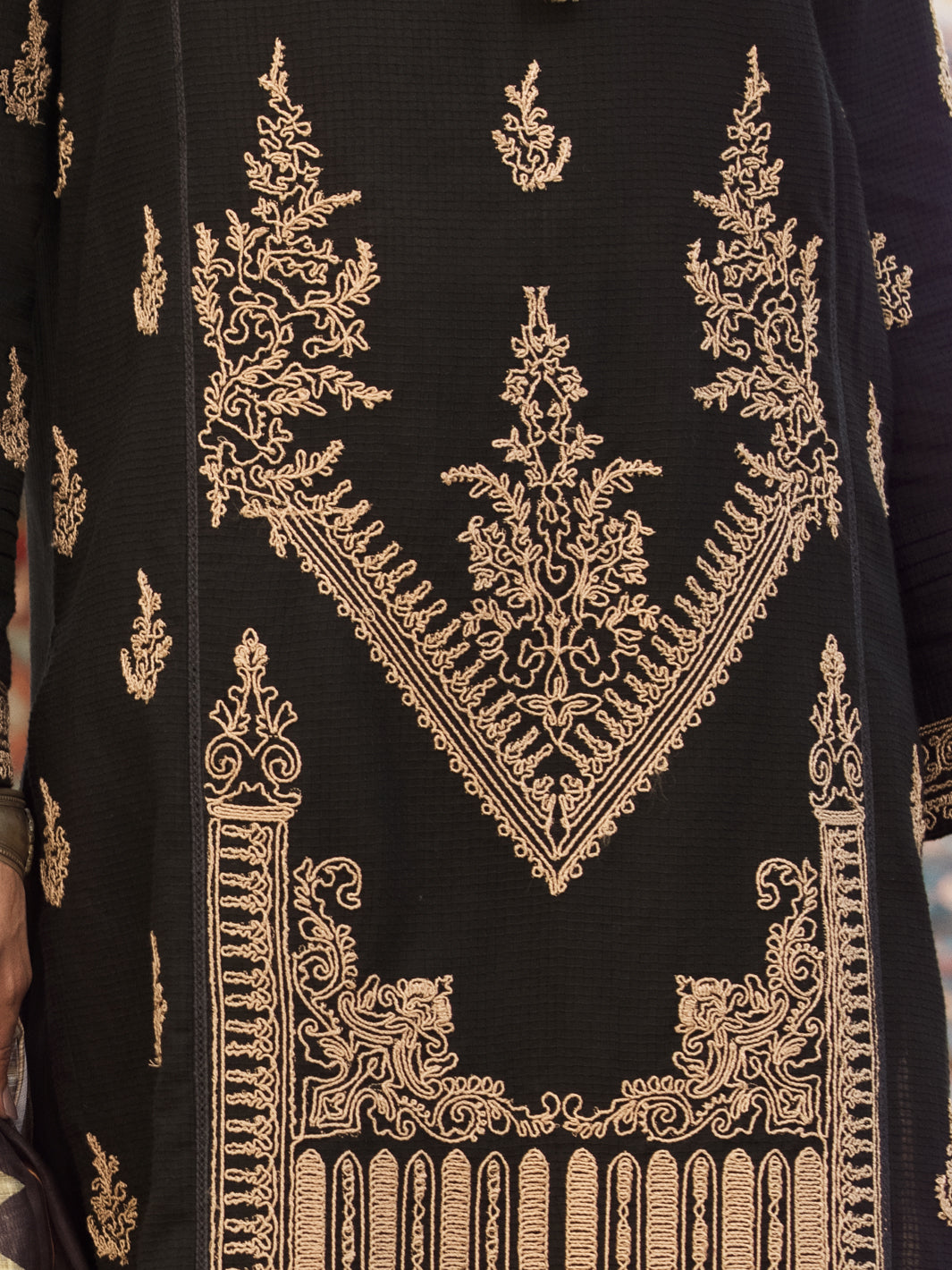 Black Dobby Jacquard 3 Piece Unstitched - AWP-3PS-334