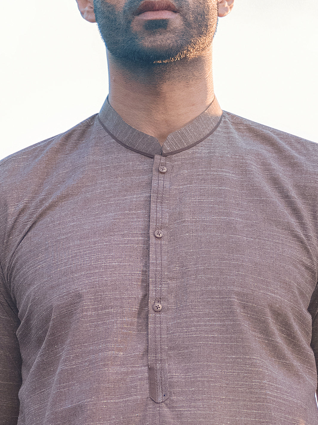 Brown Textured Kurta Shalwar - AL-KS-2659