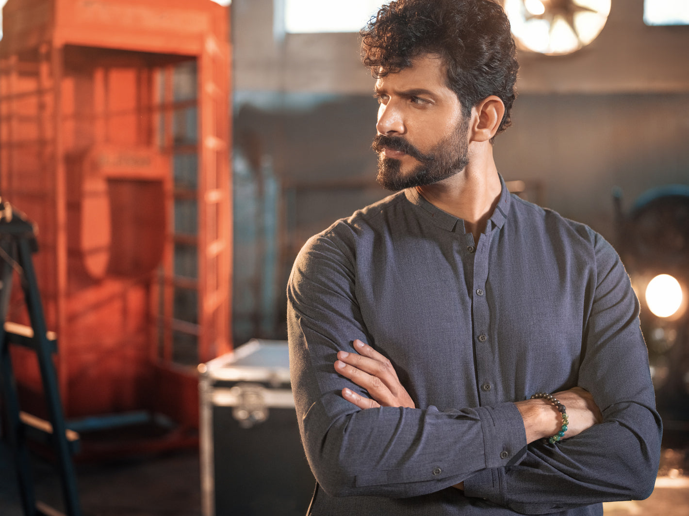 Charcoal Grey Blended Kurta Shalwar - AL-KS-2650