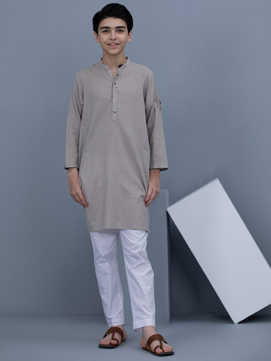 Light Grey Cotton Kurta - ALT-K-027