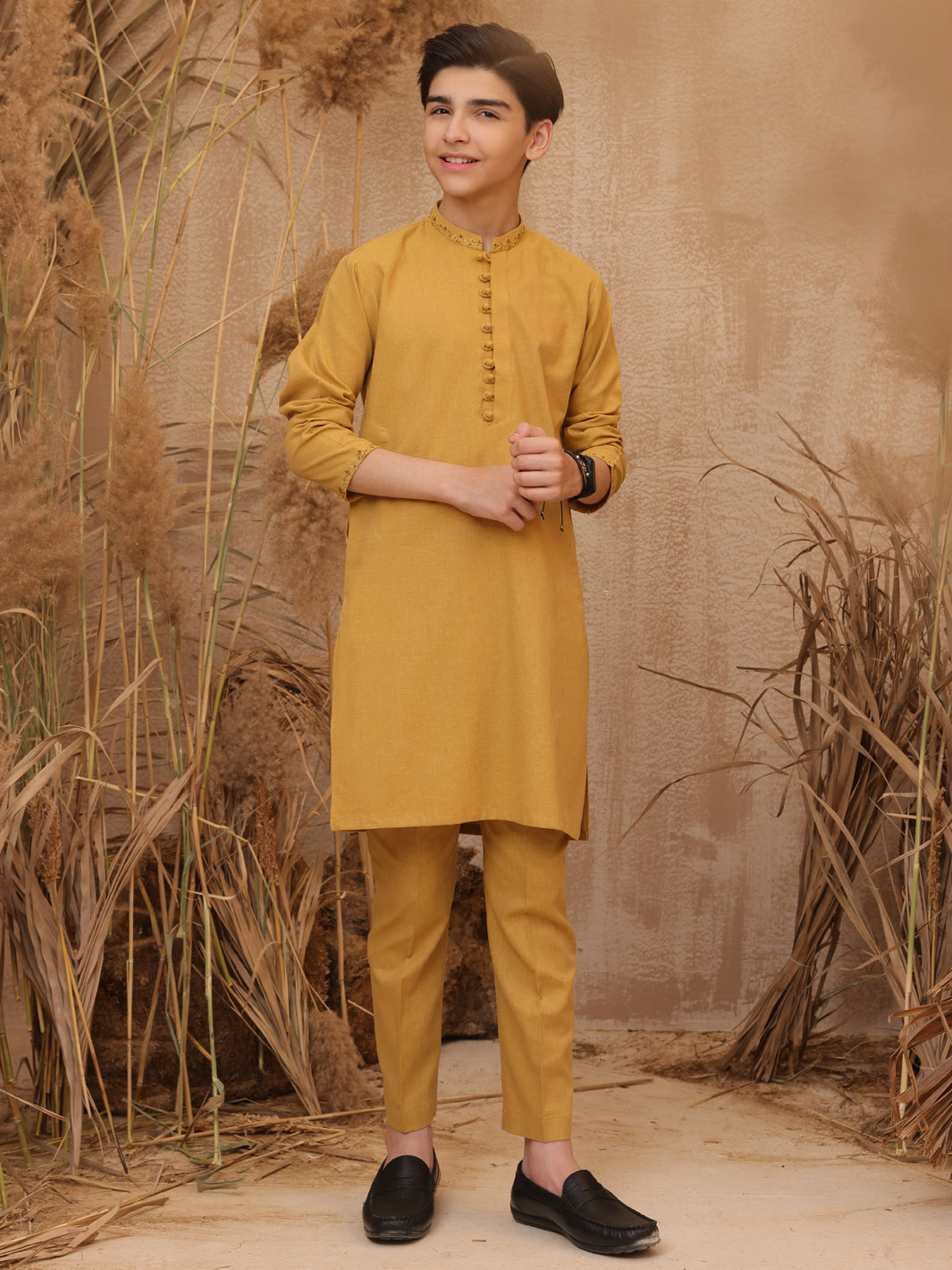 Yellow Blended Kurta Trouser - ALT-KT-028