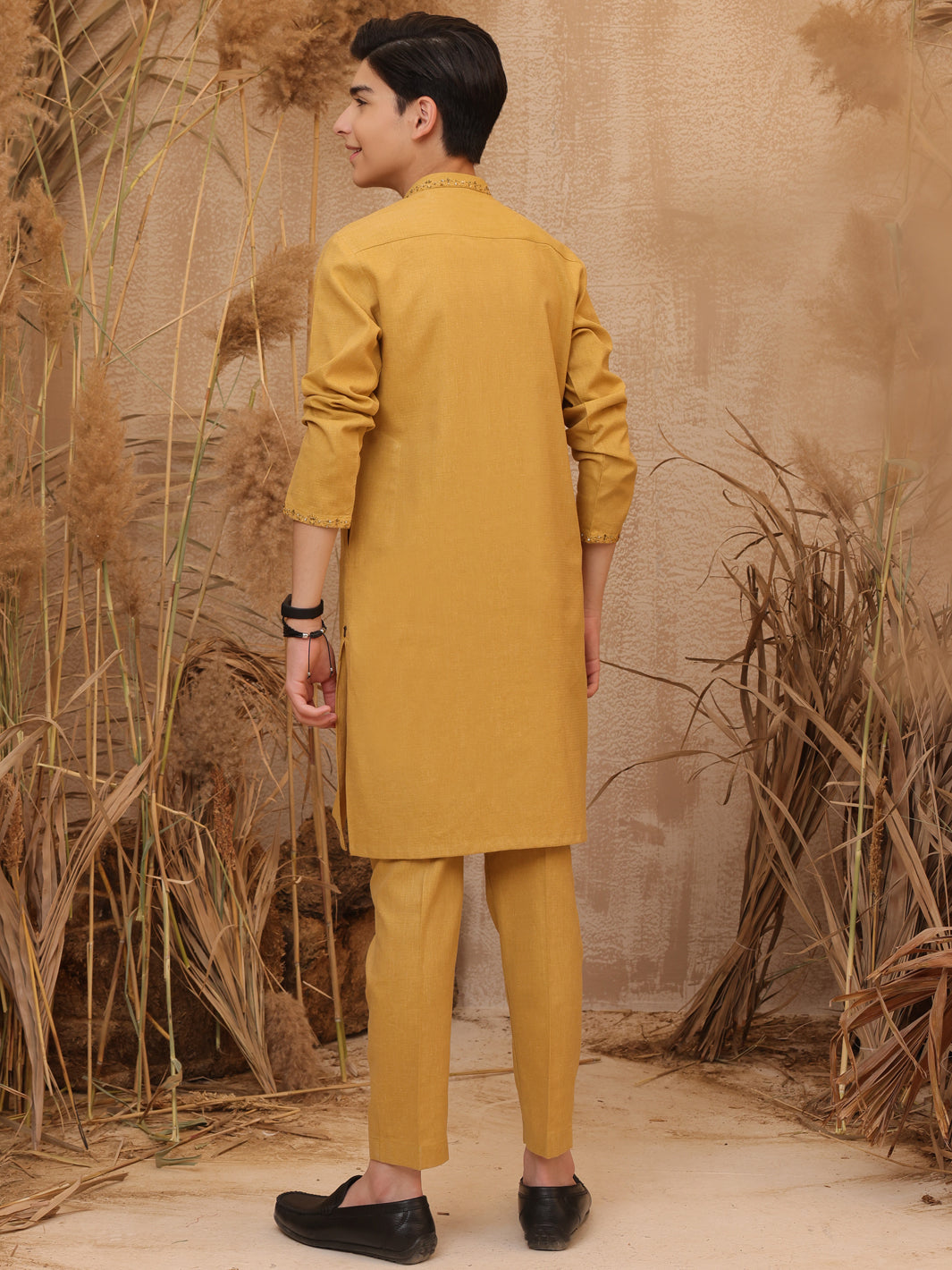 Yellow Blended Kurta Trouser - ALT-KT-028