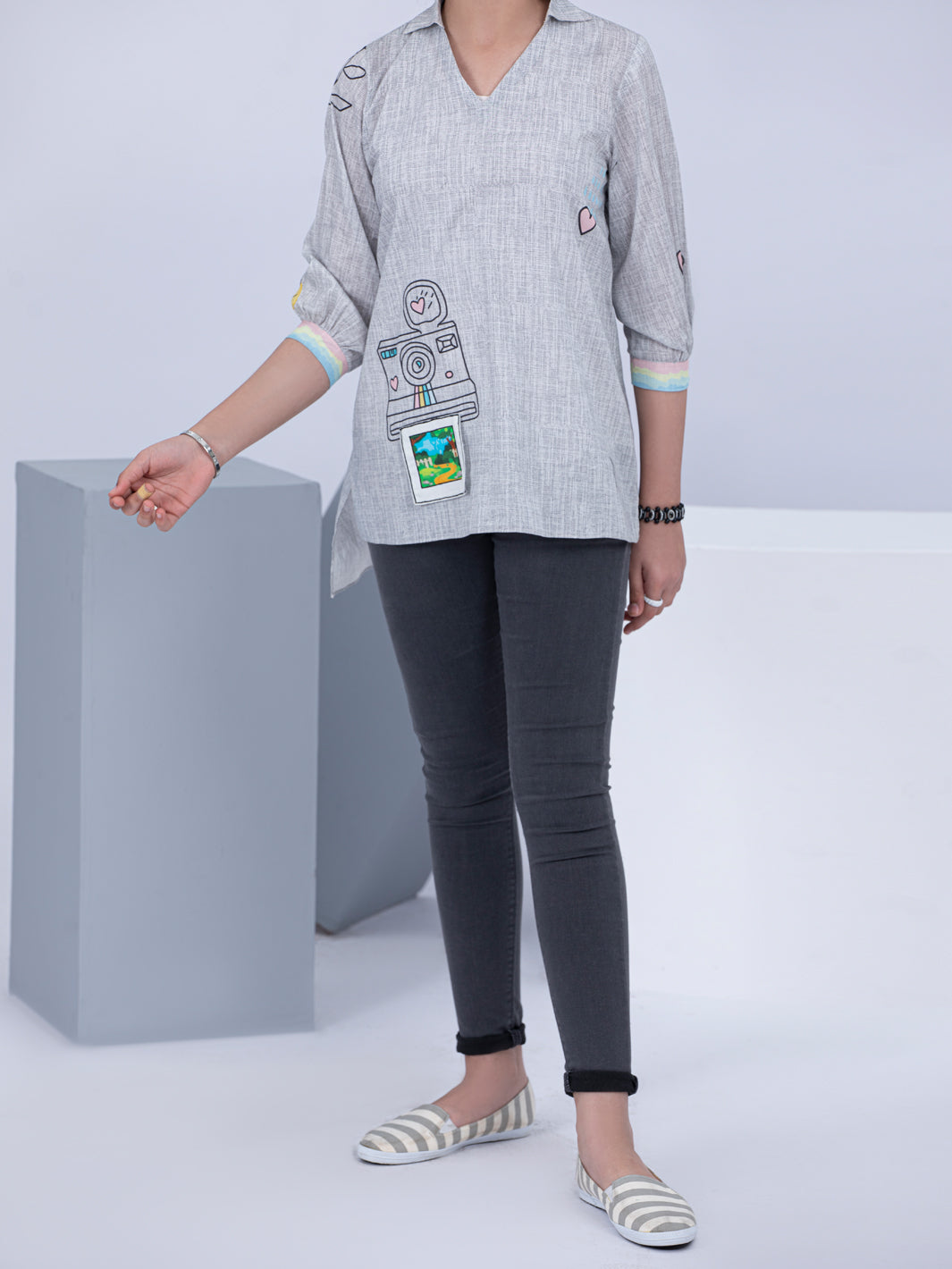 Grey Lawn Kurti - ALT-LK-1043