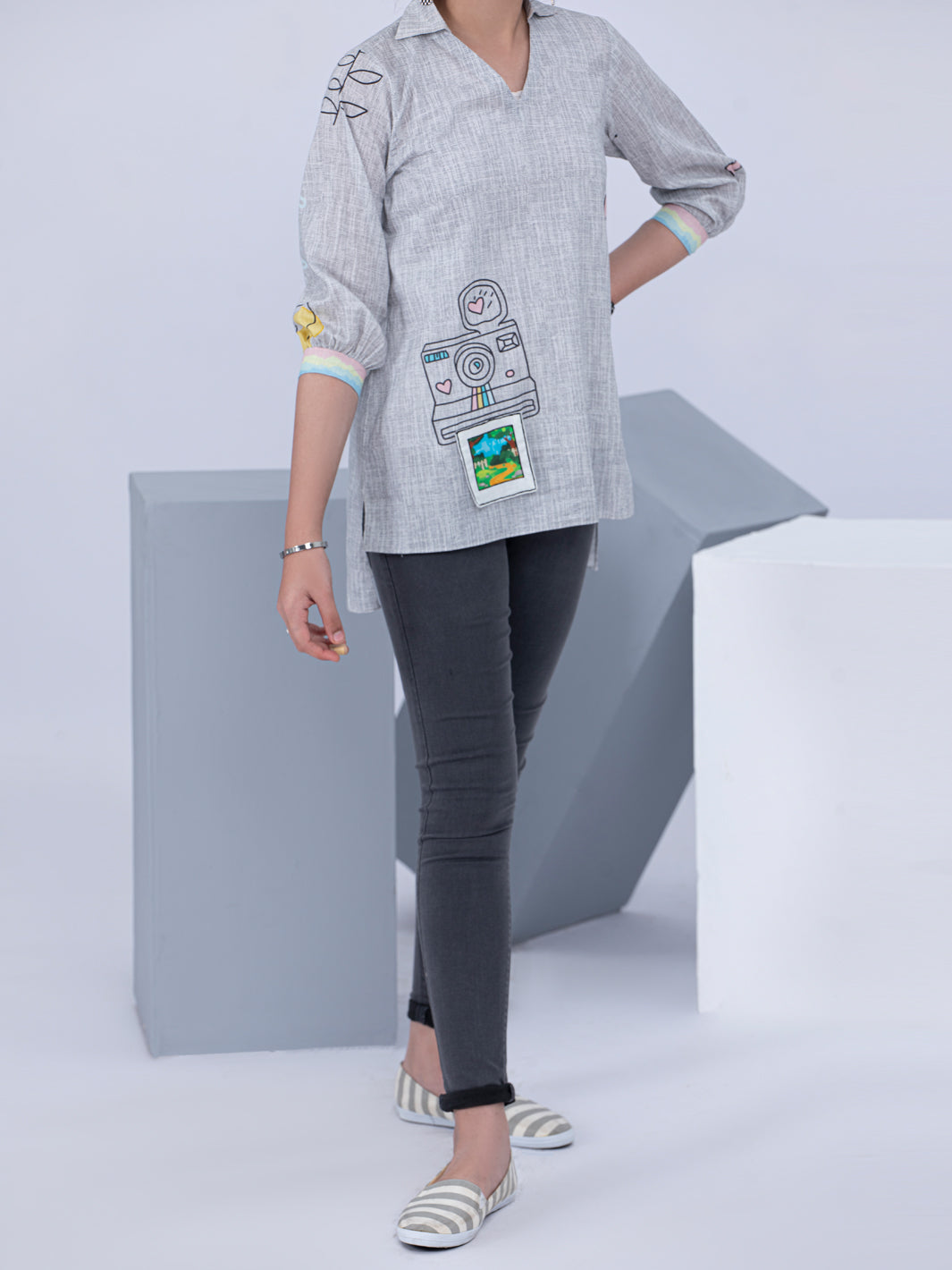 Grey Lawn Kurti - ALT-LK-1043