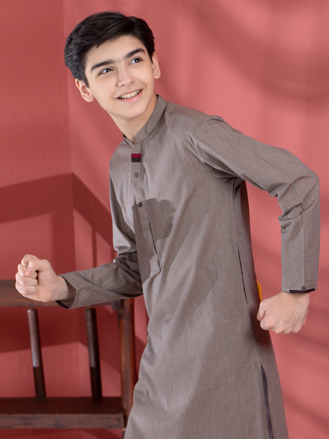Light Brown Cotton Boy Kurta - ALT-K-009B