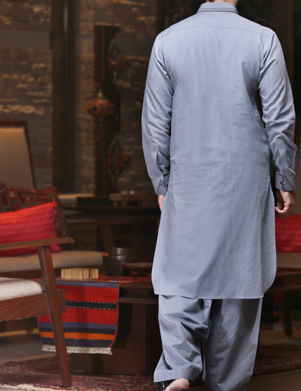 Grey Kameez Shalwar - ALWA-KS-042
