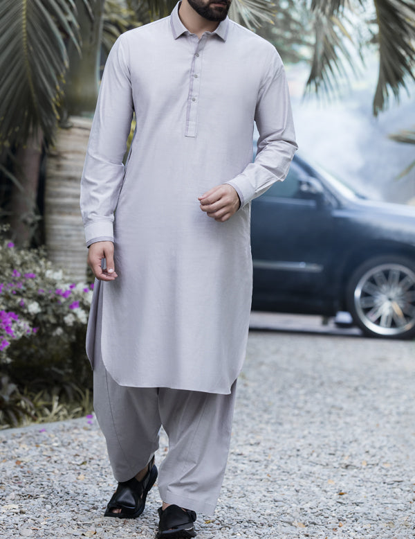 Grey Kameez Shalwar - ALWA-KS-049