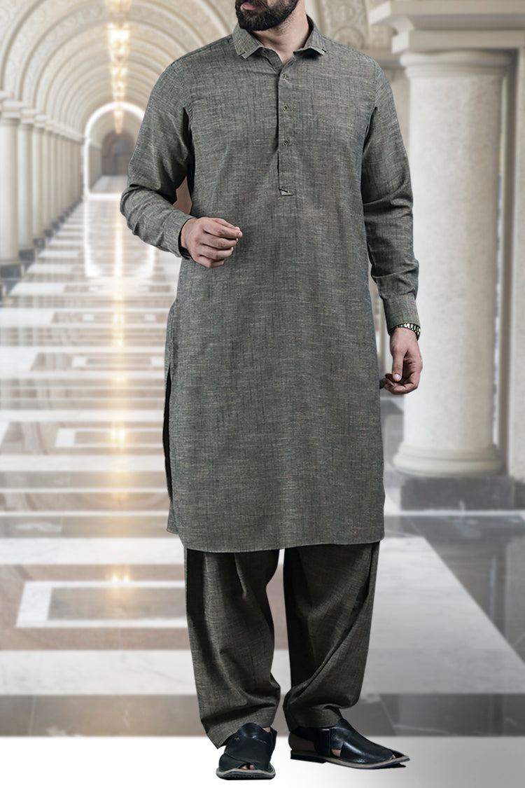 Khaaki Cotton Kameez Shalwar - ALWA-KS-098