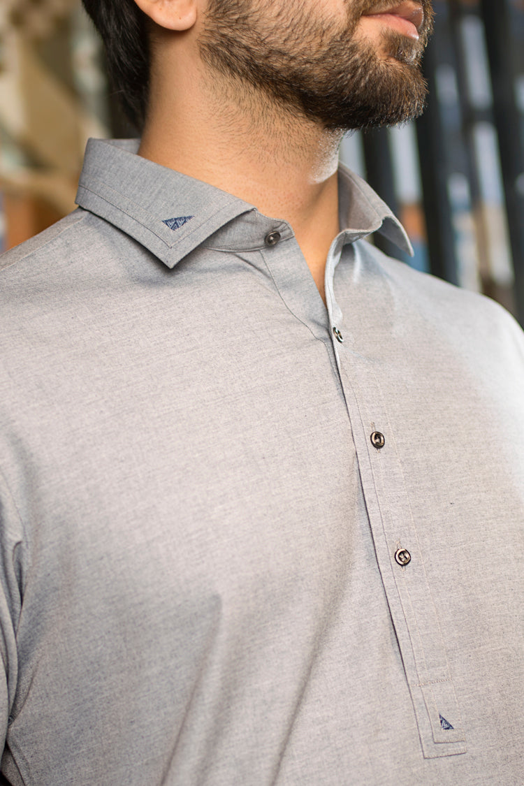 Light Grey Kameez Shalwar - ALWA-KS-118