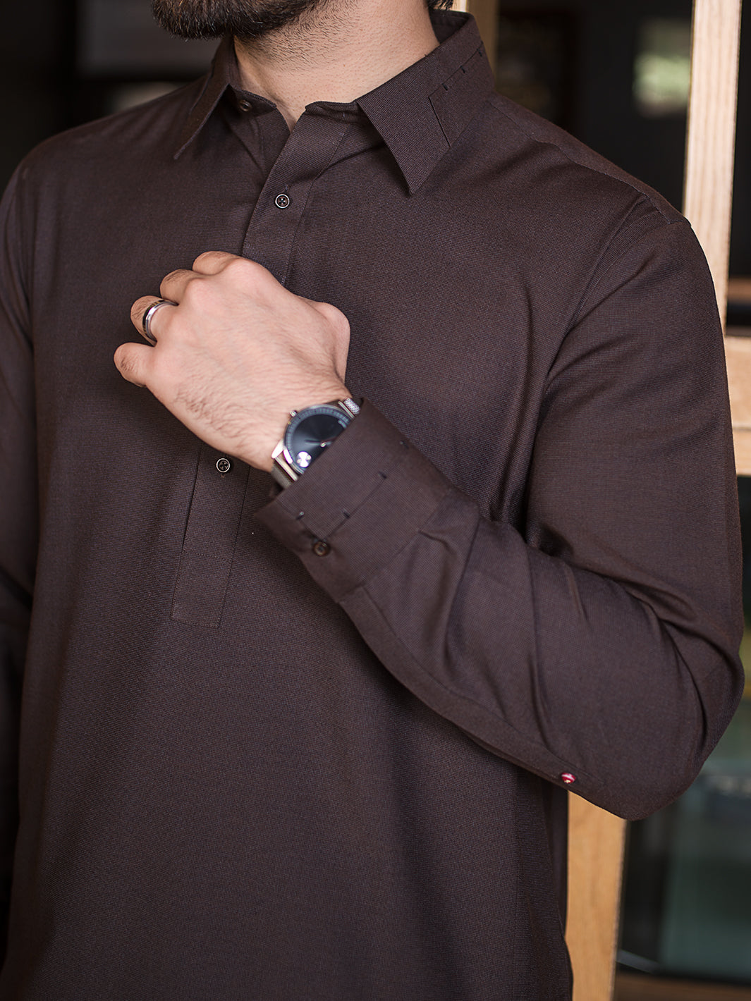 Brown Blended Kameez Shalwar - ALWA-KS-122