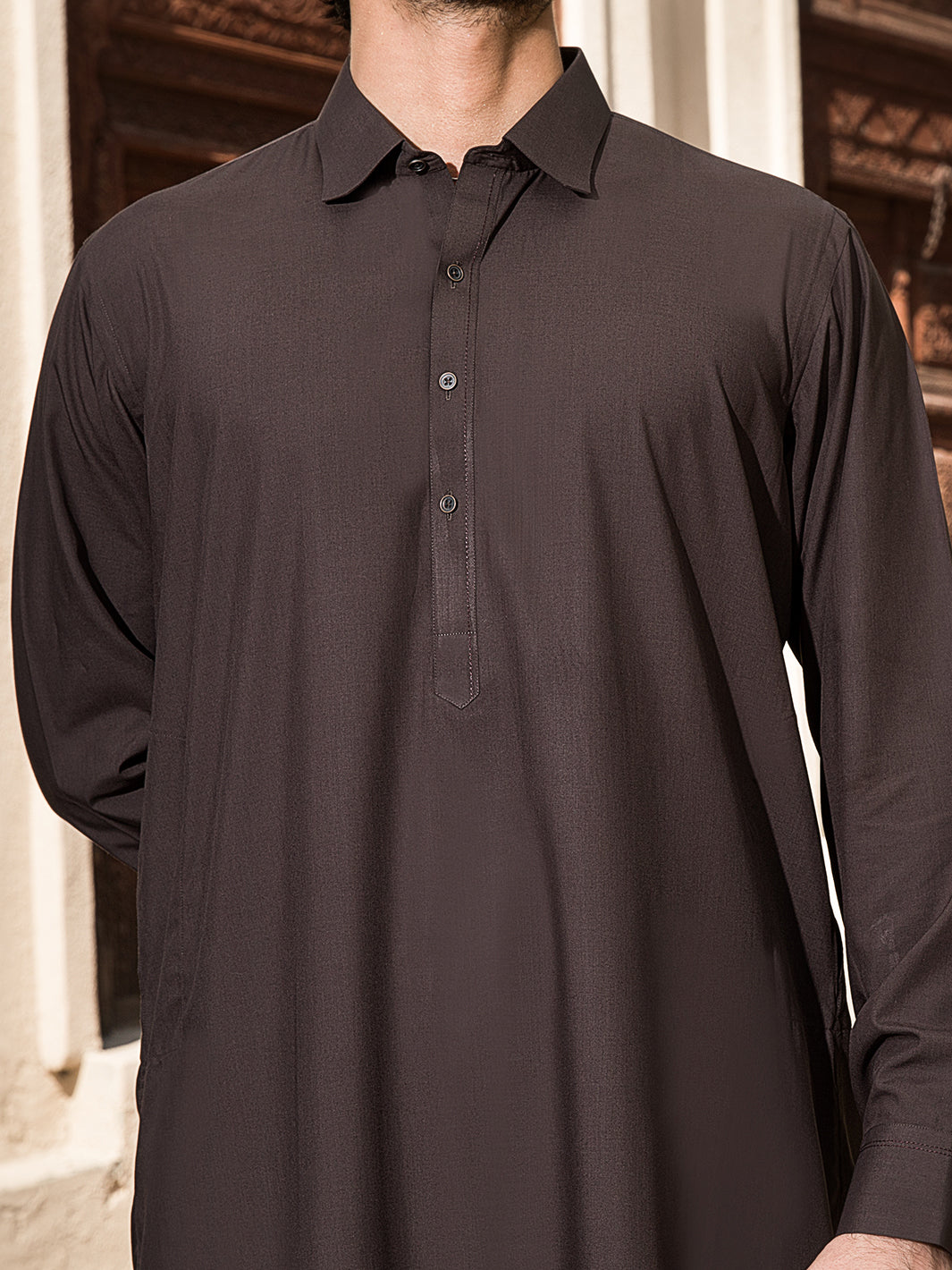 Brown Blended Kameez Shalwar - ALWA-KS-155
