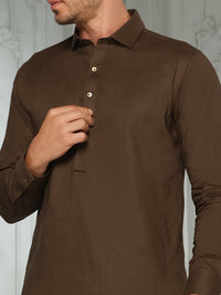 Brown Blended Kameez Shalwar - ALWA-KS-174