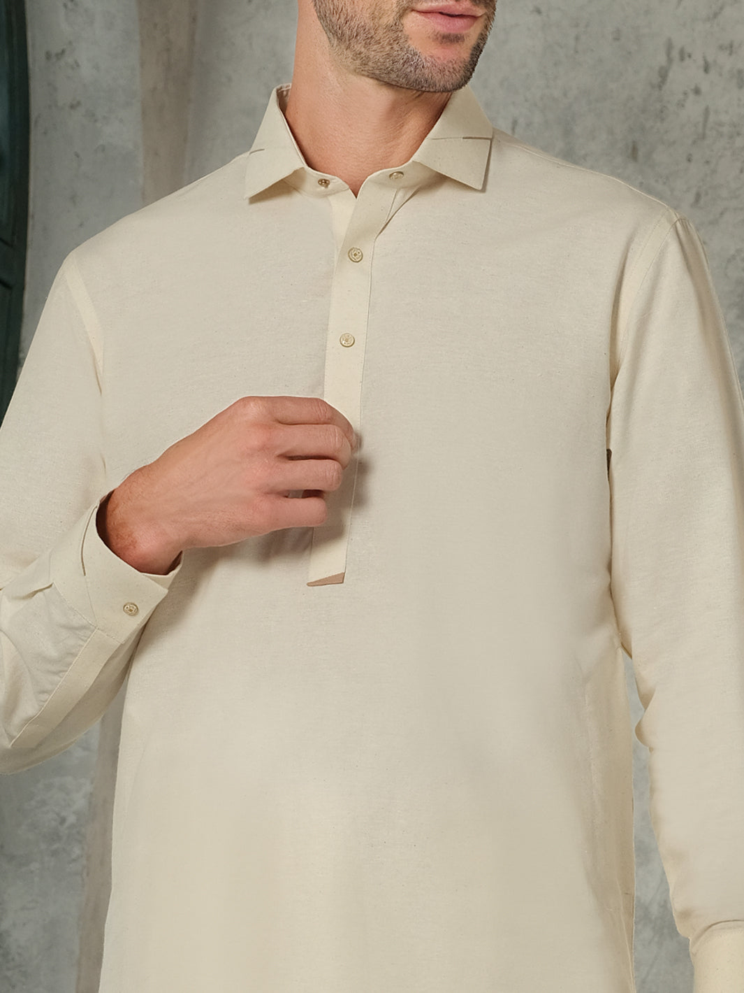 Cream Blended Kameez Shalwar - ALWA-KS-188