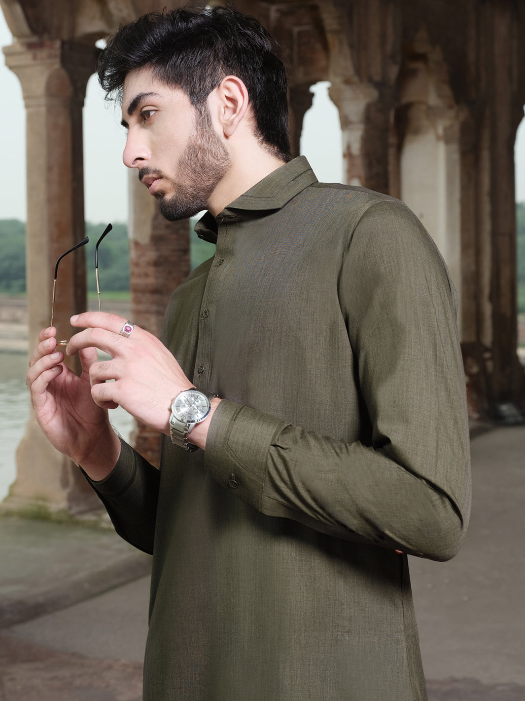 Green Blended Kameez Shalwar - ALWA-KS-210