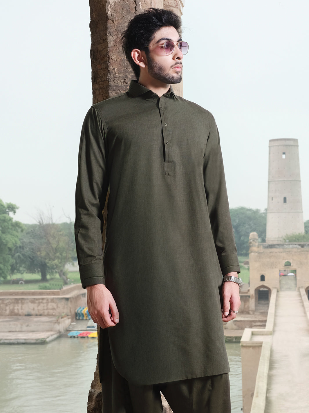 Green Blended Kameez Shalwar - ALWA-KS-210