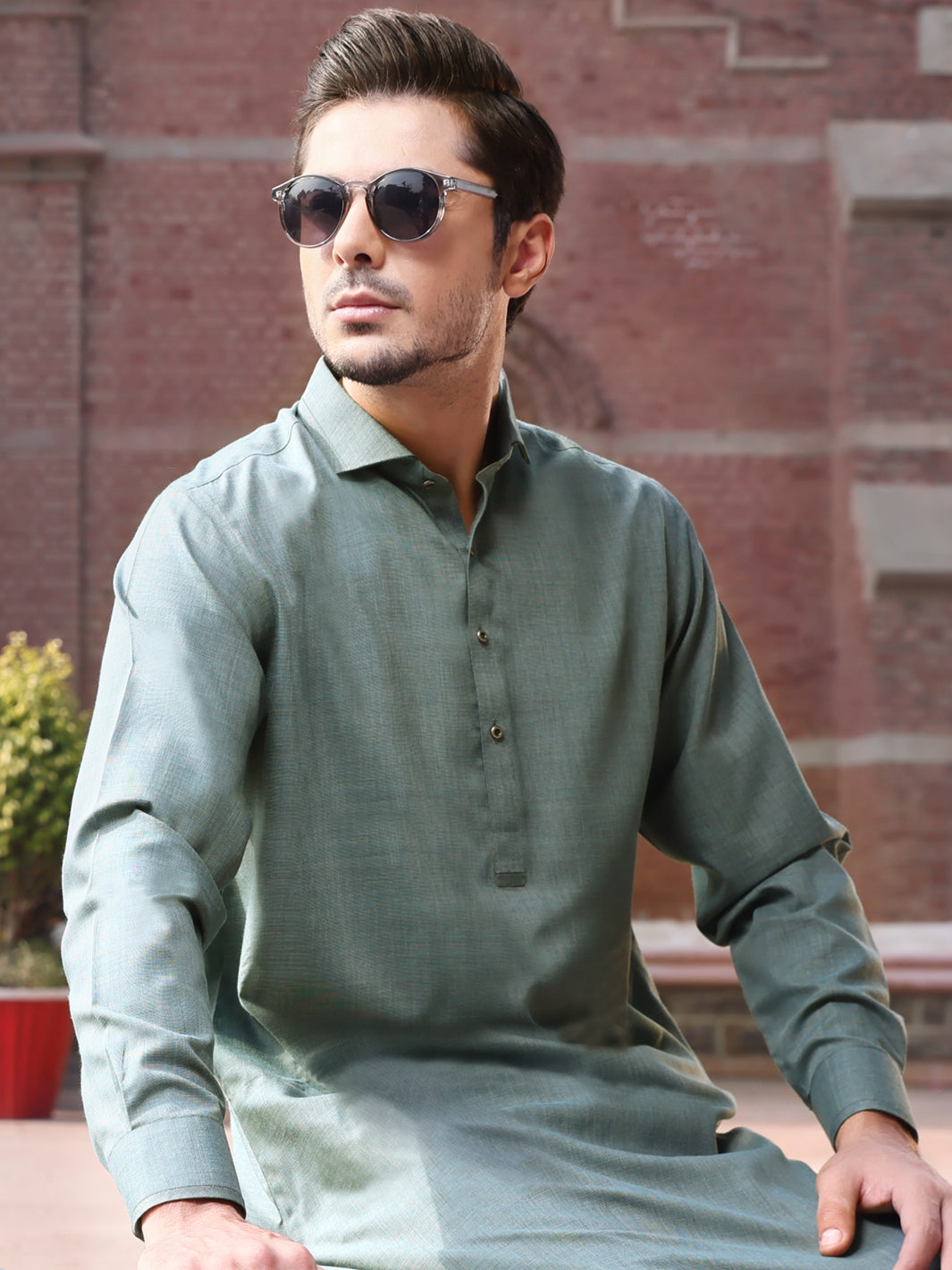 Green Blended Kameez Shalwar - ALWA-KS-211
