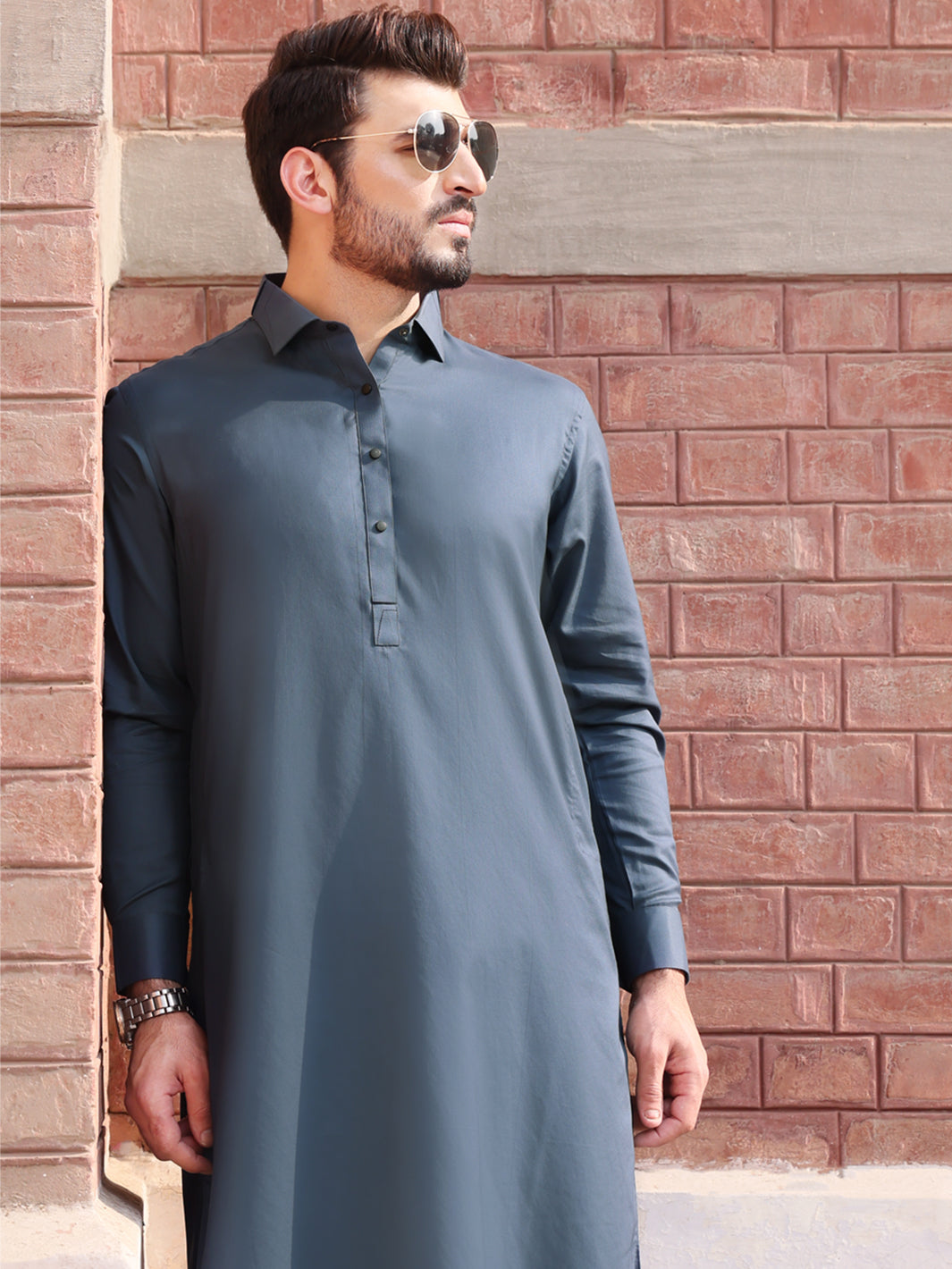 Blue Cotton Kameez Shalwar - ALWA-KS-216