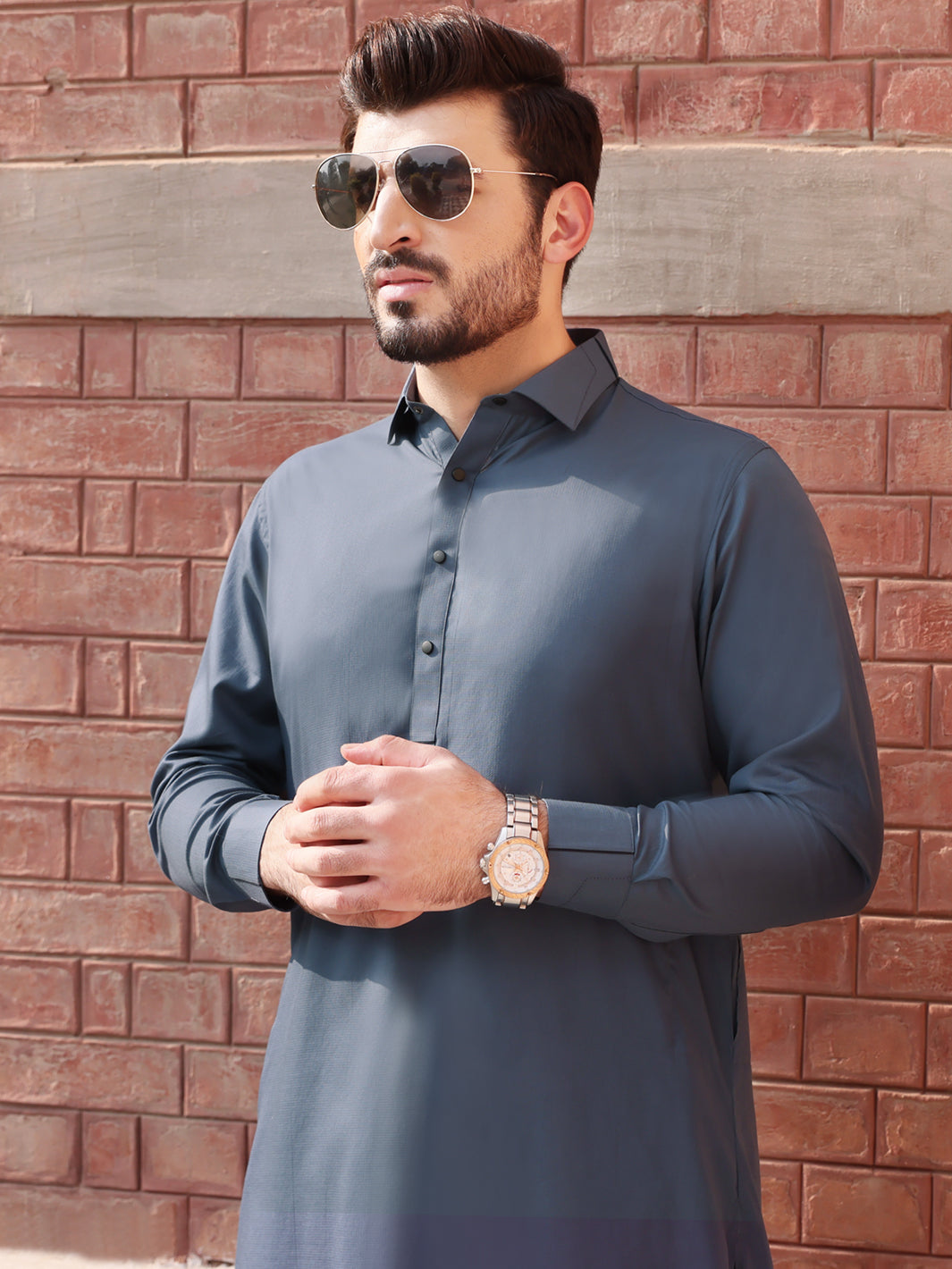 Blue Cotton Kameez Shalwar - ALWA-KS-216