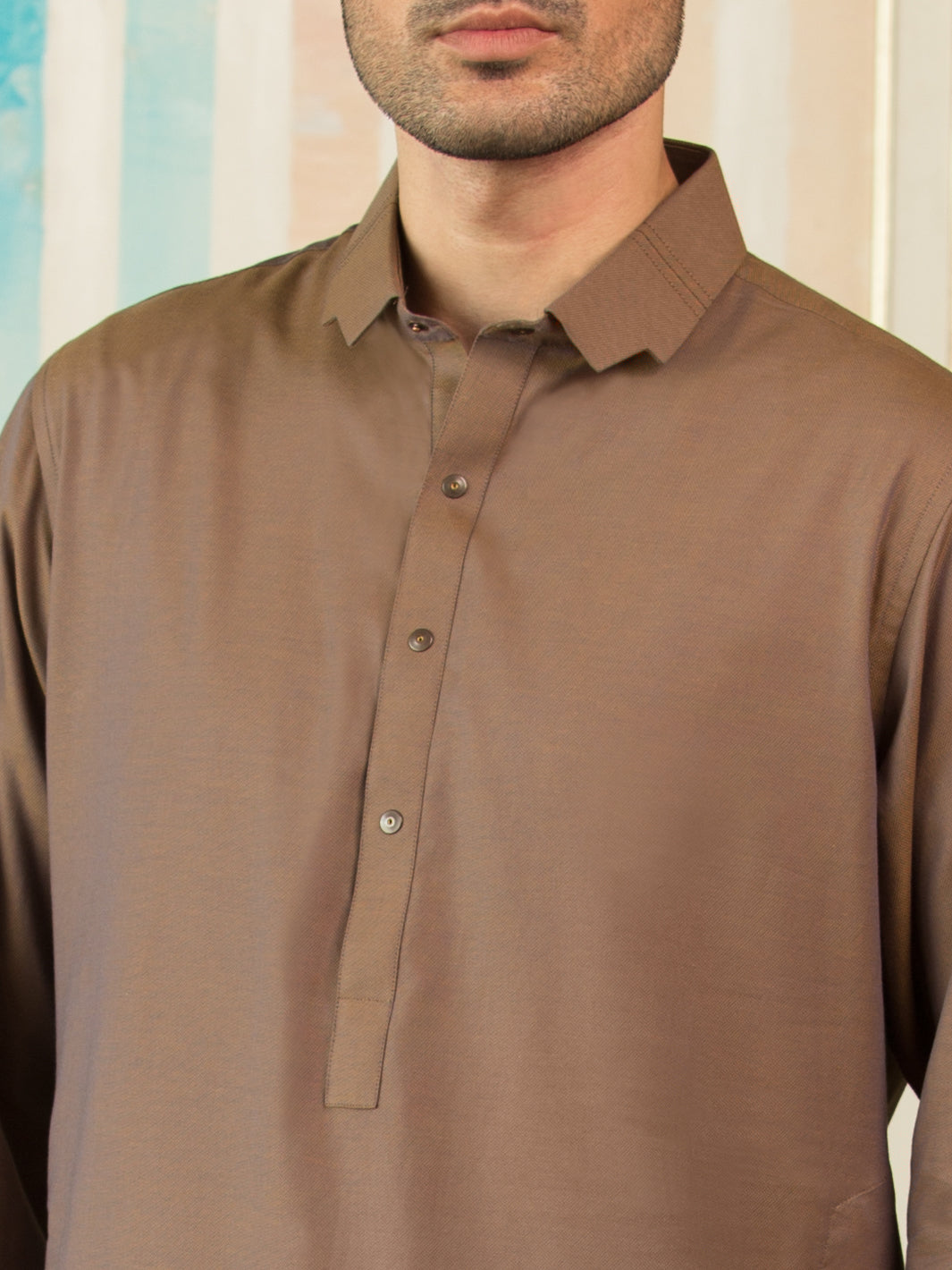 Brown Blended Kameez Shalwar - ALWA-KS-253