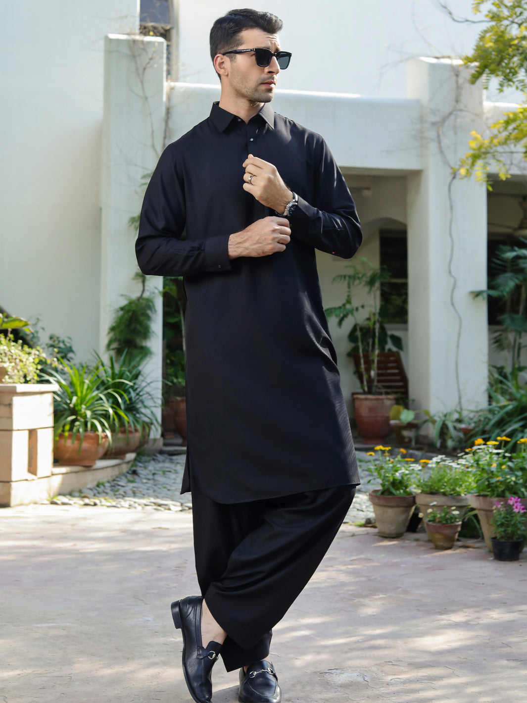 Black Blended Kameez Shalwar - ALWA-KS-307