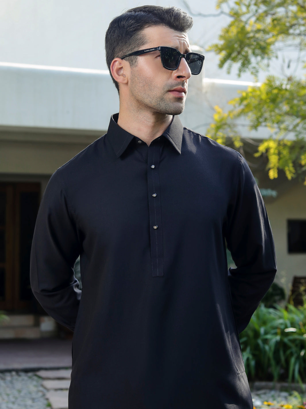 Black Blended Kameez Shalwar - ALWA-KS-307