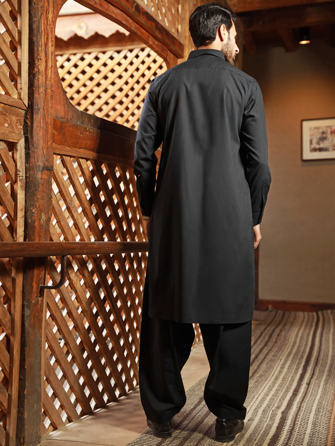 Black Blended Kameez Shalwar - ALWA-KS-322