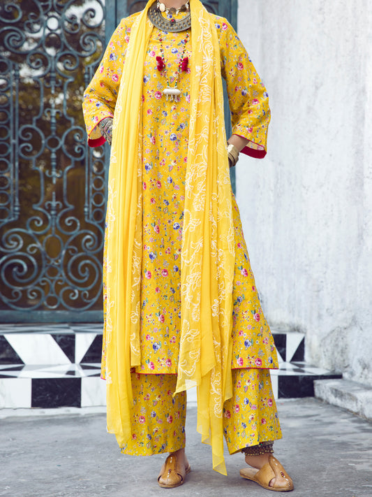 Yellow Lawn 3Pc Unstitched - ALP-3PS-1293