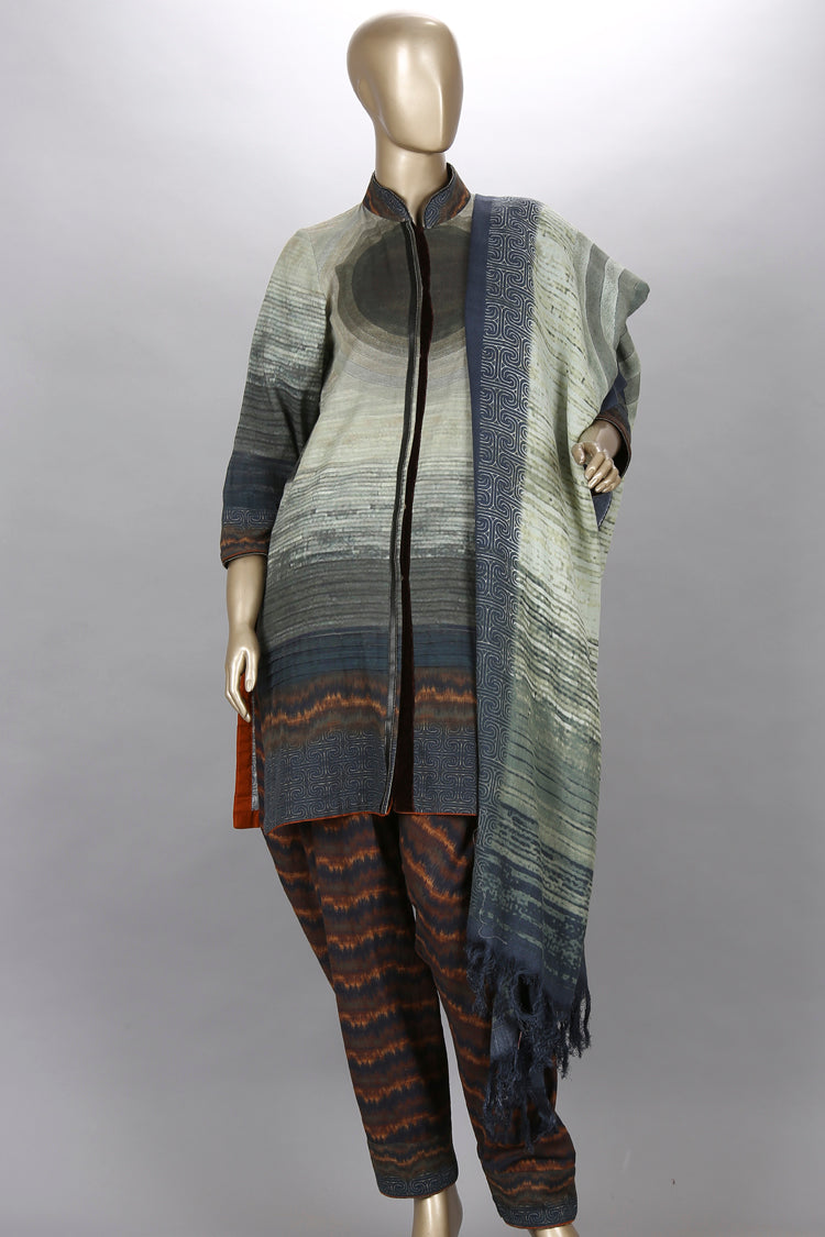 Grey 3Pc Unstitched - AWP-082