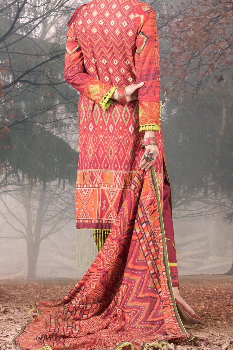 Orange Cambric 3 Piece Stitched - AWP-171