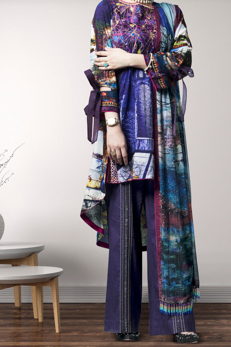 Purple 3 Piece Stitched - AWP-3PS-174